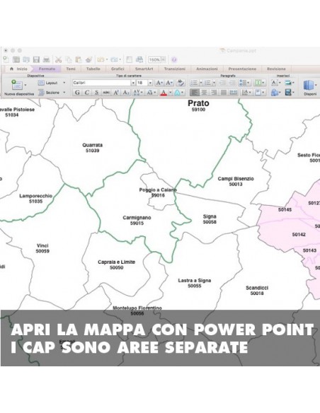 Mappa dei comuni e CAP della provincia di Prato PowerPoint