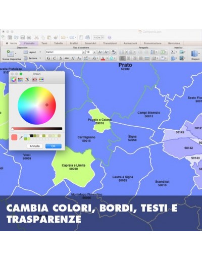 Mappa dei comuni e CAP della provincia di Prato...