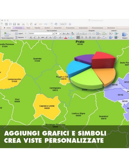 Mappa dei comuni e CAP della provincia di Prato PowerPoint