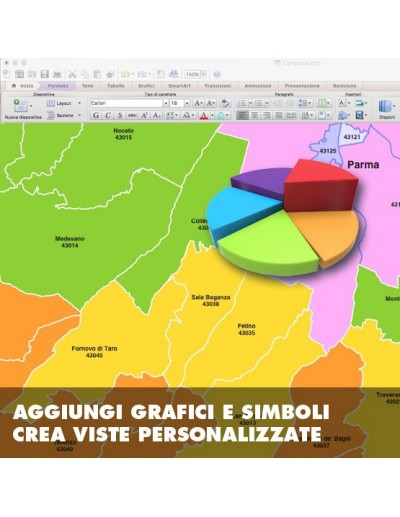 Mappa dei comuni e CAP della provincia di Parma...