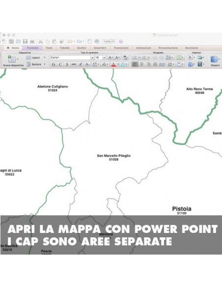 Mappa dei comuni e CAP della provincia di Pistoia PowerPoint