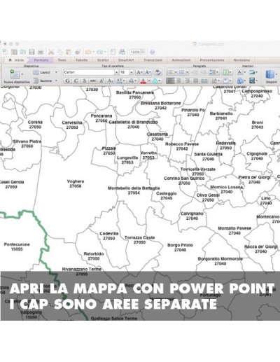 Mappa dei comuni e CAP della provincia di Pavia...