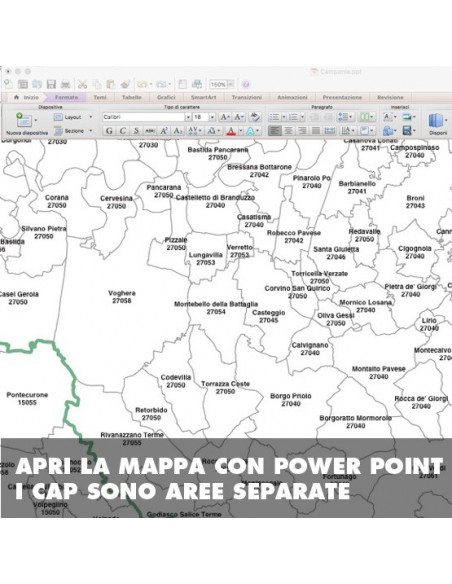 Mappa dei comuni e CAP della provincia di Pavia PowerPoint
