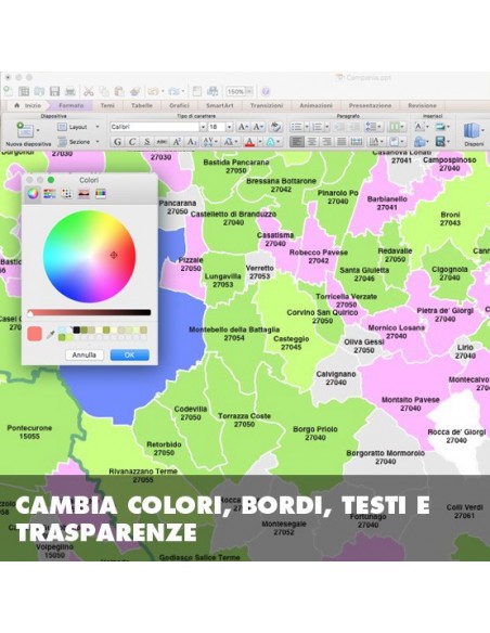 Mappa dei comuni e CAP della provincia di Pavia PowerPoint