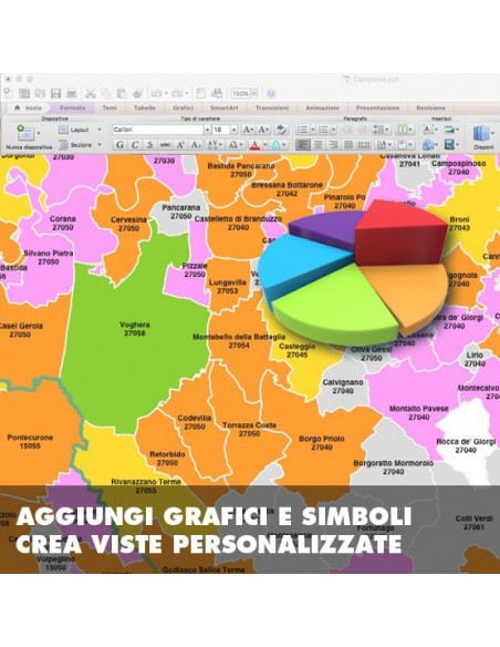 Mappa dei comuni e CAP della provincia di Pavia PowerPoint