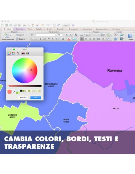 Mappa dei comuni e CAP della provincia di Ravenna PowerPoint