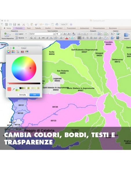 Mappa dei comuni e CAP della provincia di Reggio di Calabria PowerPoint
