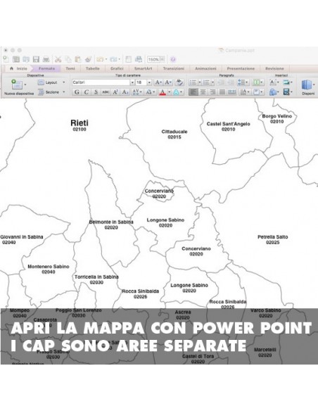 Mappa dei comuni e CAP della provincia di Rieti PowerPoint