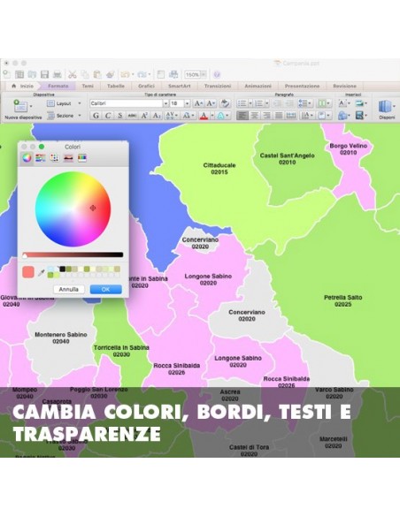 Mappa dei comuni e CAP della provincia di Rieti PowerPoint