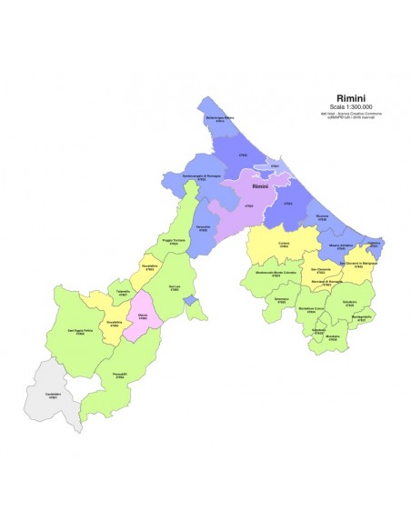 Mappa dei comuni e CAP della provincia di Rimini PowerPoint