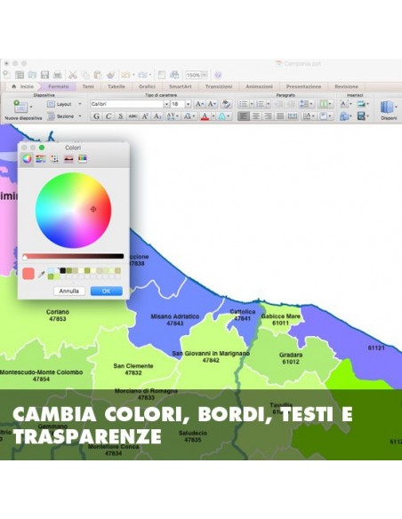Mappa dei comuni e CAP della provincia di Rimini PowerPoint