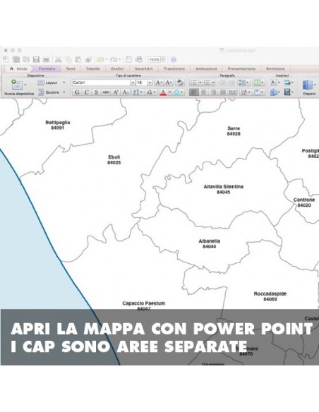 Mappa dei comuni e CAP della provincia di Salerno PowerPoint