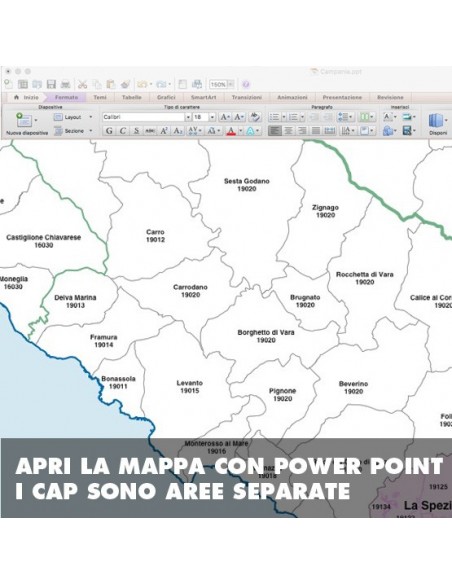 Mappa dei comuni e CAP della provincia di La Spezia PowerPoint