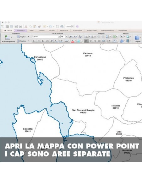 Mappa dei comuni e CAP della provincia Sud Sardegna PowerPoint