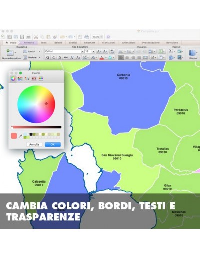 Mappa dei comuni e CAP della provincia Sud...