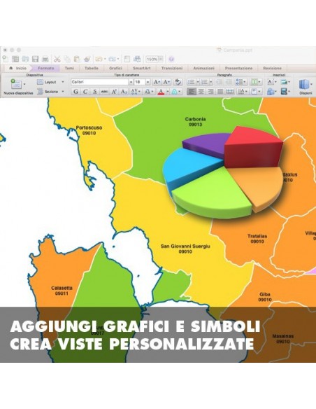 Mappa dei comuni e CAP della provincia Sud Sardegna PowerPoint