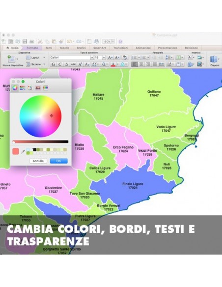 Mappa dei comuni e CAP della provincia di Savona PowerPoint