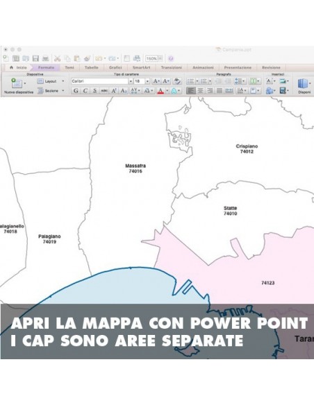 Mappa dei comuni e CAP della provincia di Taranto PowerPoint