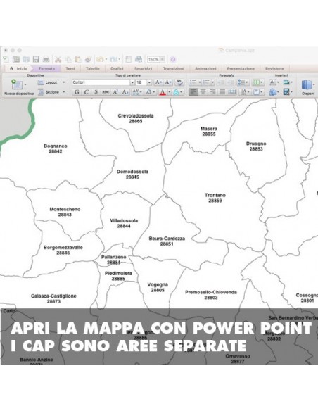 Mappa dei comuni e CAP della provincia di Verbania PowerPoint