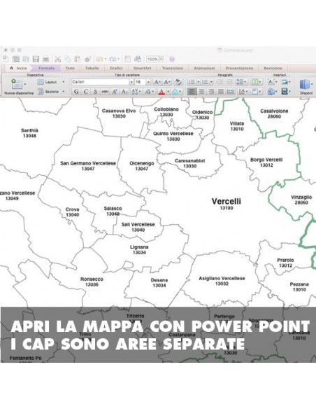 Mappa dei comuni e CAP della provincia di Vercelli PowerPoint