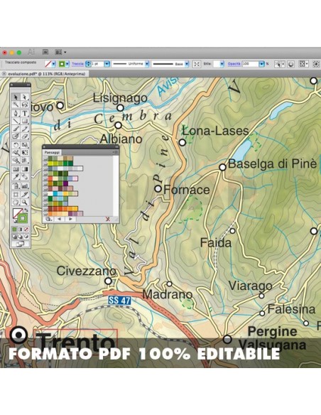 Mappa del Trentino Alto Adige pdf scala 1:200.000
