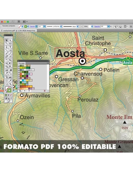 Mappa della Valle d'Aosta pdf scala 1:200.000