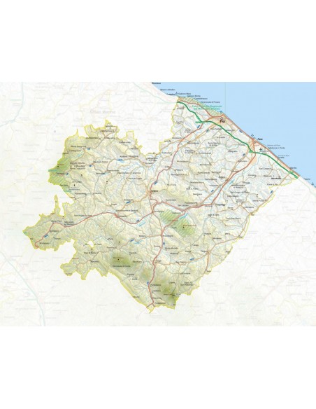Mappa della provincia di Pesaro Urbino eps scala 1:200.000