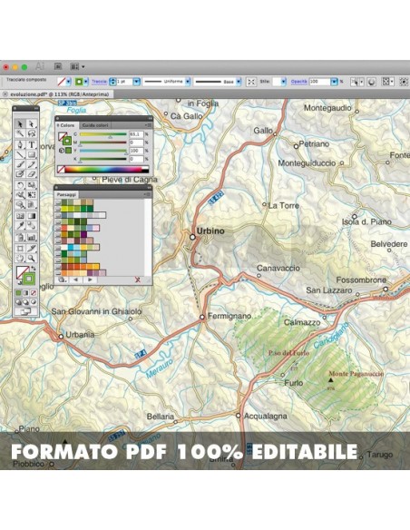 Mappa della provincia di Pesaro Urbino eps scala 1:200.000