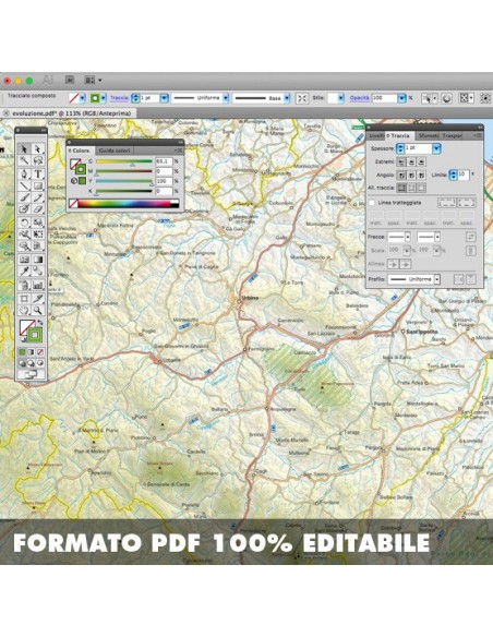 Mappa della provincia di Pesaro Urbino eps scala 1:200.000