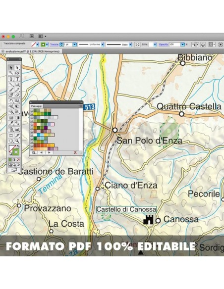 Mappa della provincia di Reggio nell'Emilia pdf scala 1:200.000