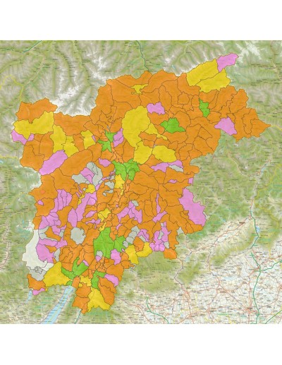 Mappa stradale con comuni del Trentino Alto...
