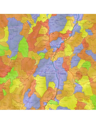 Mappa stradale con comuni del Trentino Alto...