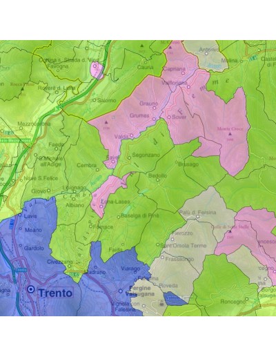 Mappa stradale con comuni del Trentino Alto...