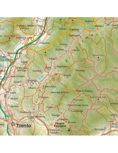 Mappa stradale con comuni del Trentino Alto...
