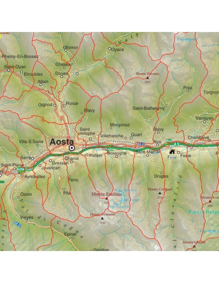 Mappa stradale con comuni della provincia di Valle d'Aosta pdf
