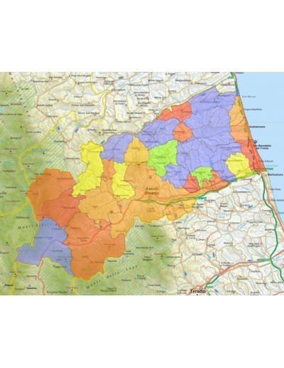 Mappa stradale con comuni della provincia di...