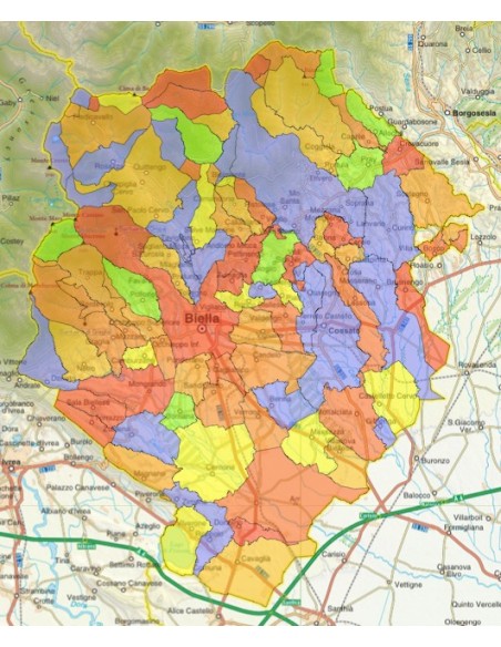 Mappa stradale con comuni della provincia di Biella pdf