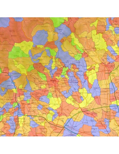Mappa stradale con comuni della provincia di...