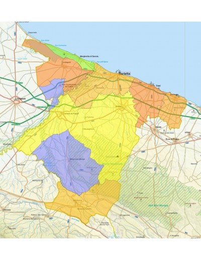 Mappa stradale con comuni della provincia di...