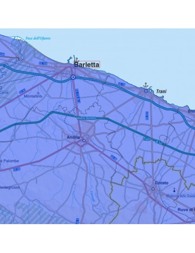 Mappa stradale con comuni della provincia di...