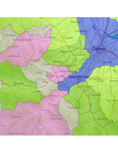 Mappa stradale con comuni della provincia di...