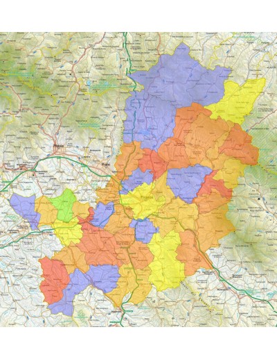 Mappa stradale con comuni della provincia di...
