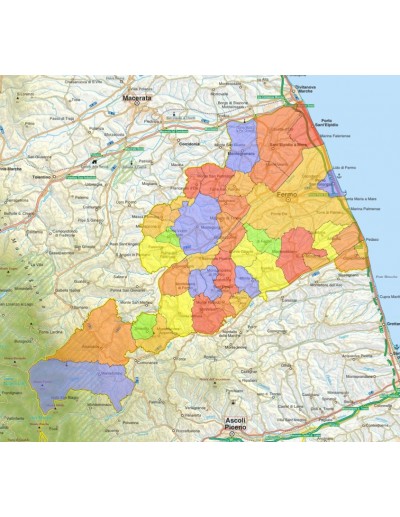 Mappa stradale con comuni della provincia di...