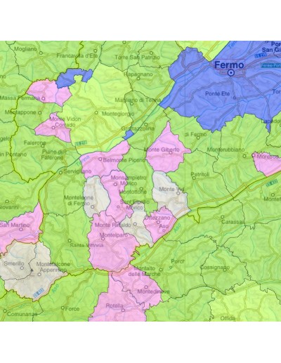 Mappa stradale con comuni della provincia di...