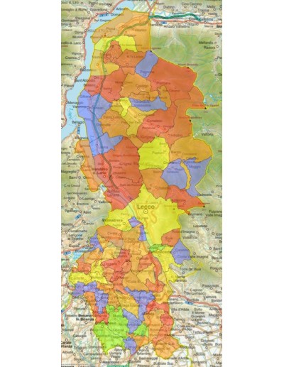 Mappa stradale con comuni della provincia di...