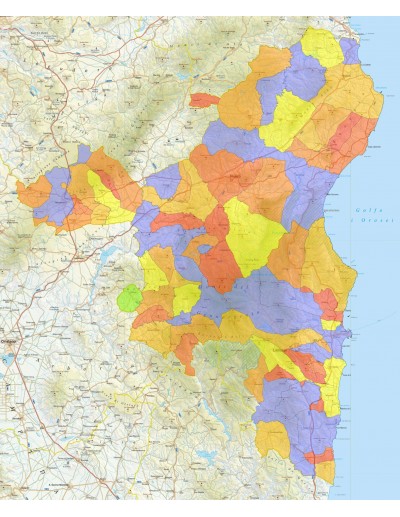 Mappa stradale con comuni della provincia di...