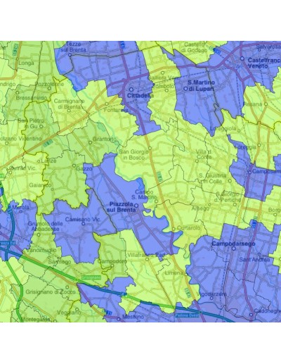 Mappa stradale con comuni della provincia di...