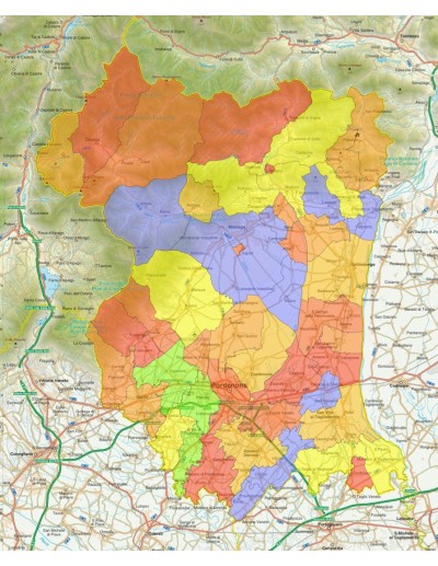 Mappa stradale con comuni della provincia di...