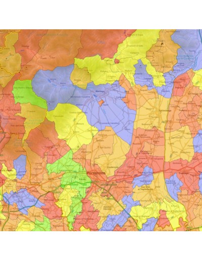 Mappa stradale con comuni della provincia di...