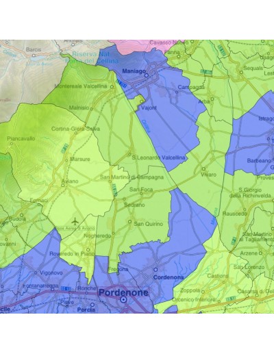Mappa stradale con comuni della provincia di...
